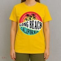 Long Beach California Retro Circle T-Shirt thumb 4