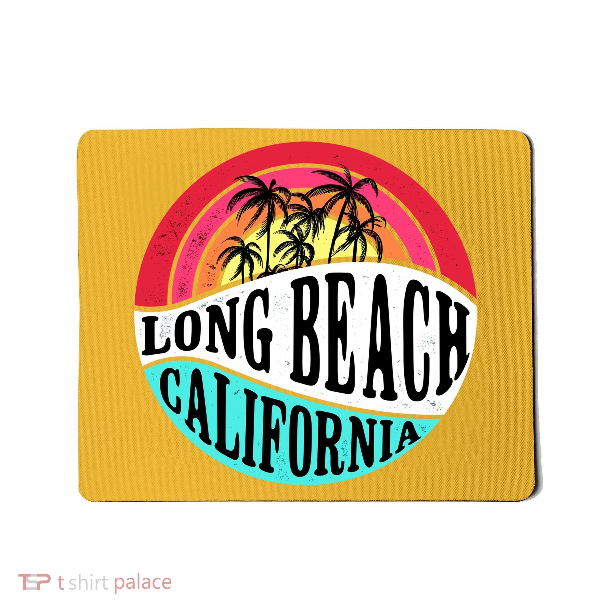 Long Beach California Retro Circle Mousepad