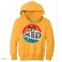 Long Beach California Retro Circle Kids Hoodie thumb 0