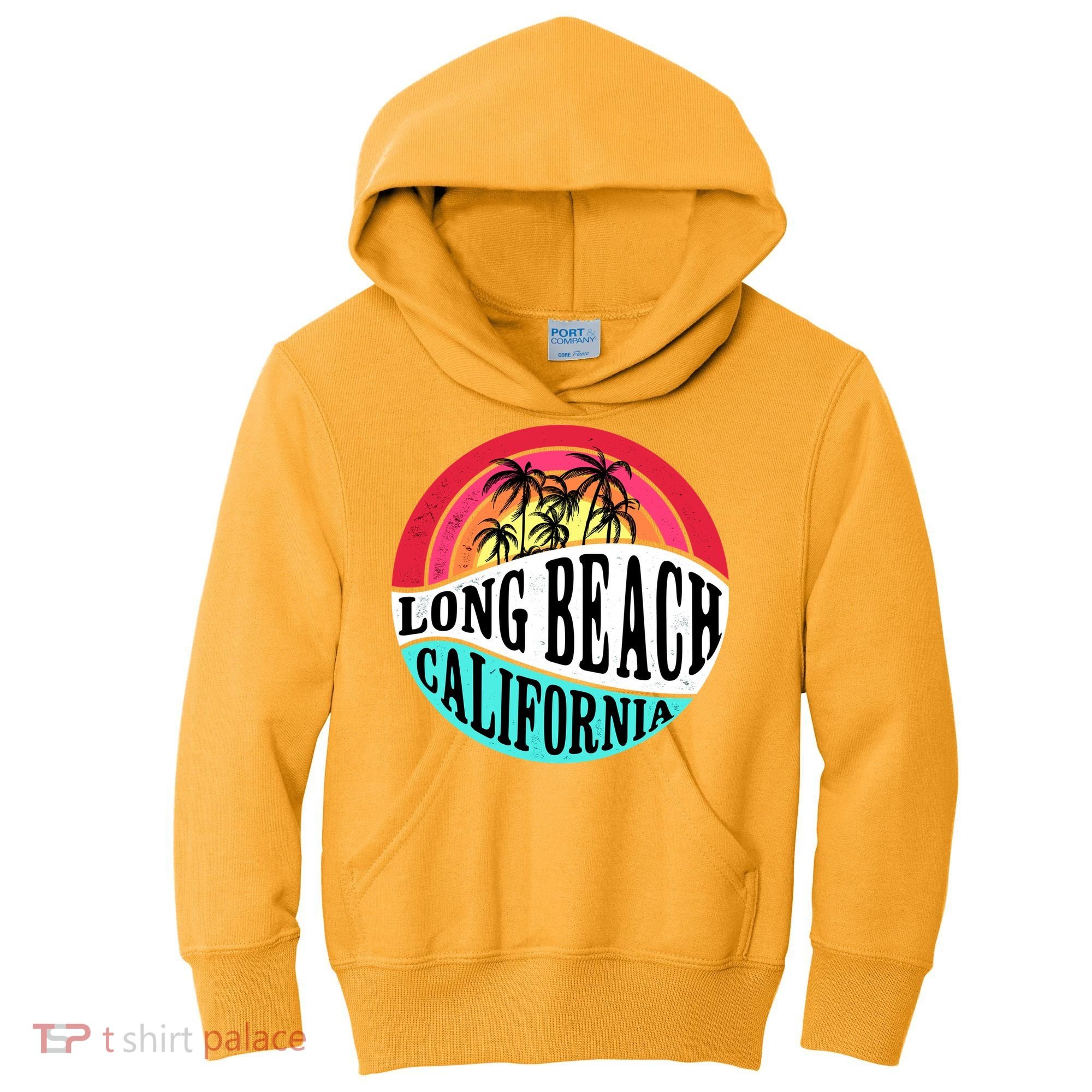 Long Beach California Retro Circle Kids Hoodie
