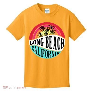 Long Beach California Retro Circle Kids T-Shirt