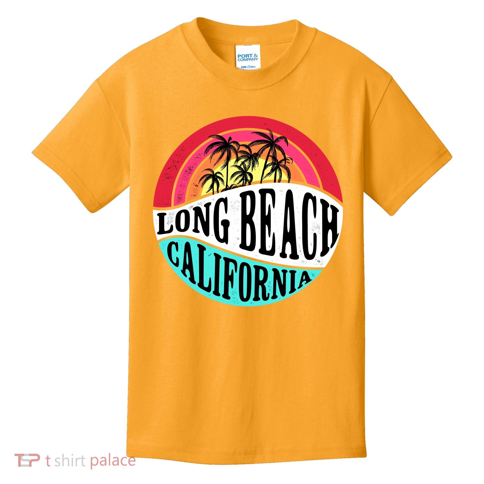 Long Beach California Retro Circle Kids T-Shirt