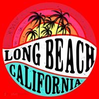 Long Beach California Retro Circle Santa Hat thumb 1