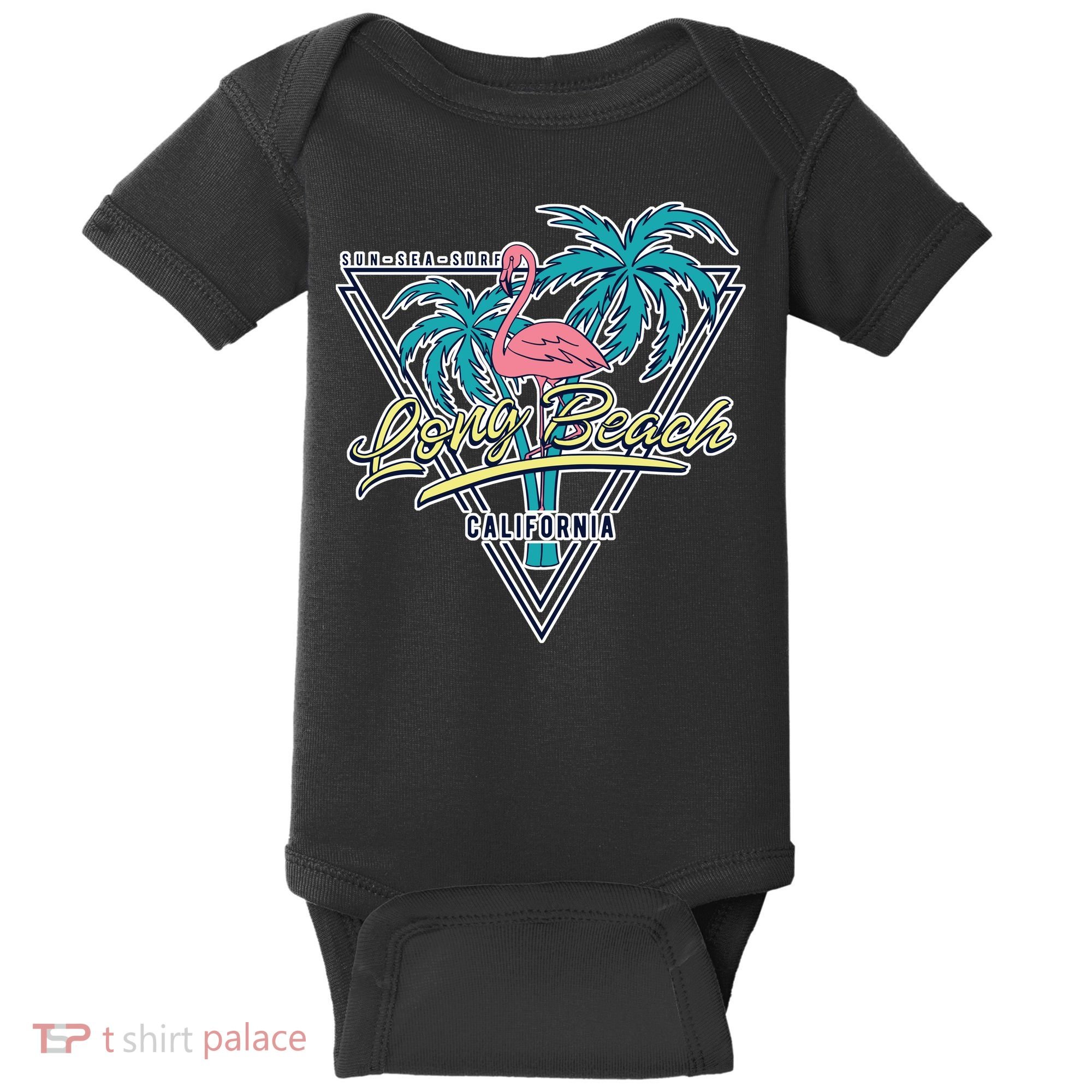 Long Beach California Retro Vibe Baby Bodysuit