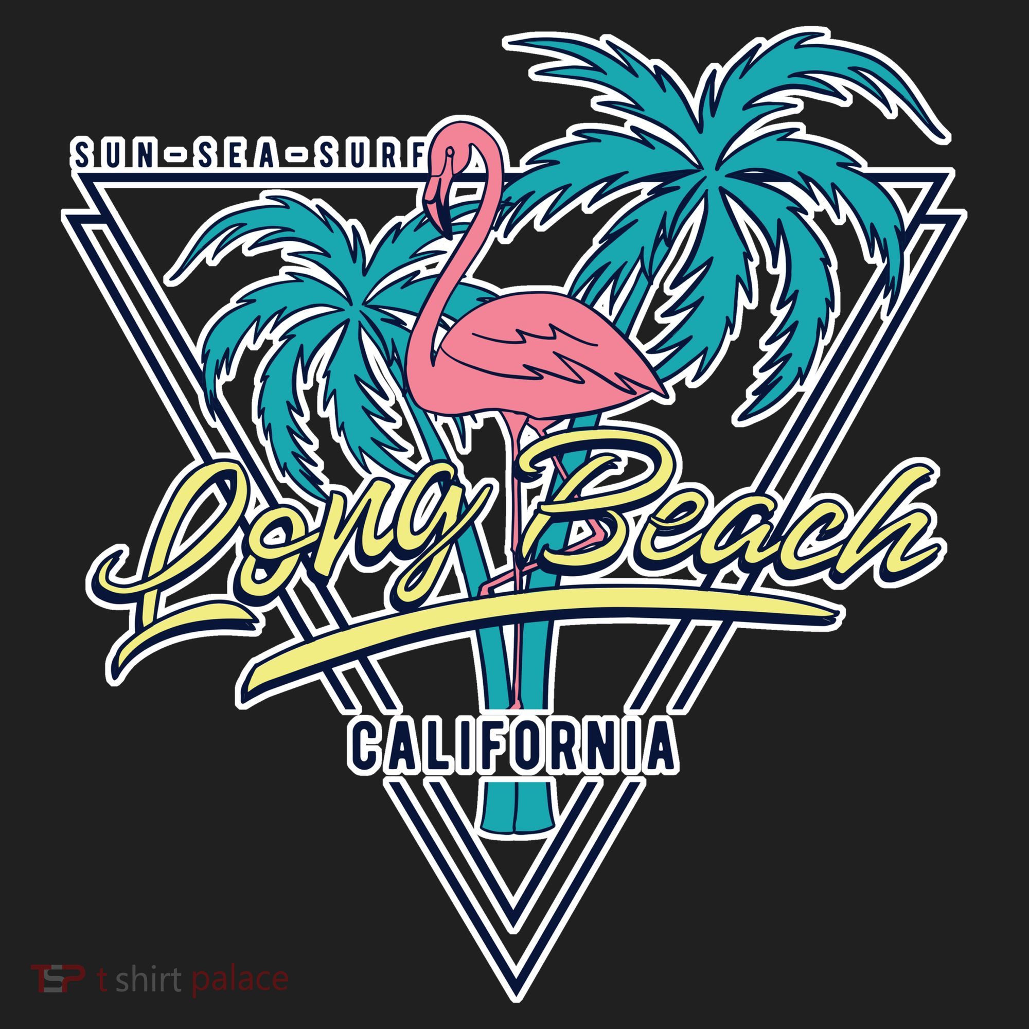 Long Beach California Retro Vibe Golf Towel
