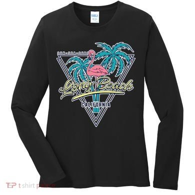 Long Beach California Retro Vibe Women's Long Sleeve Shirt