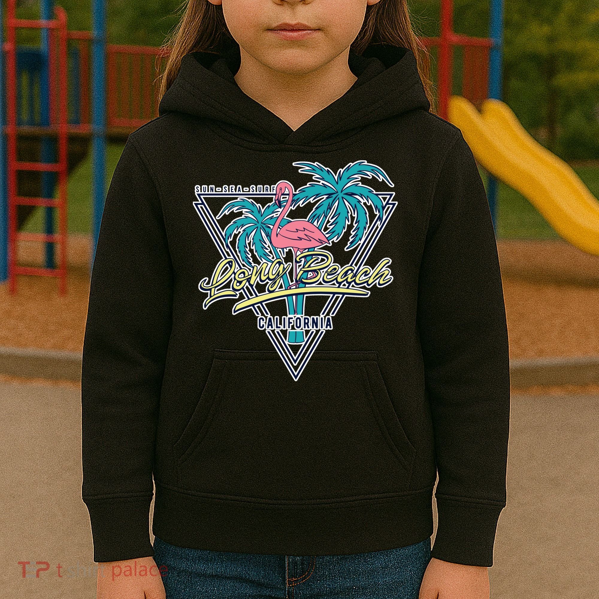 Long Beach California Retro Vibe Kids Hoodie