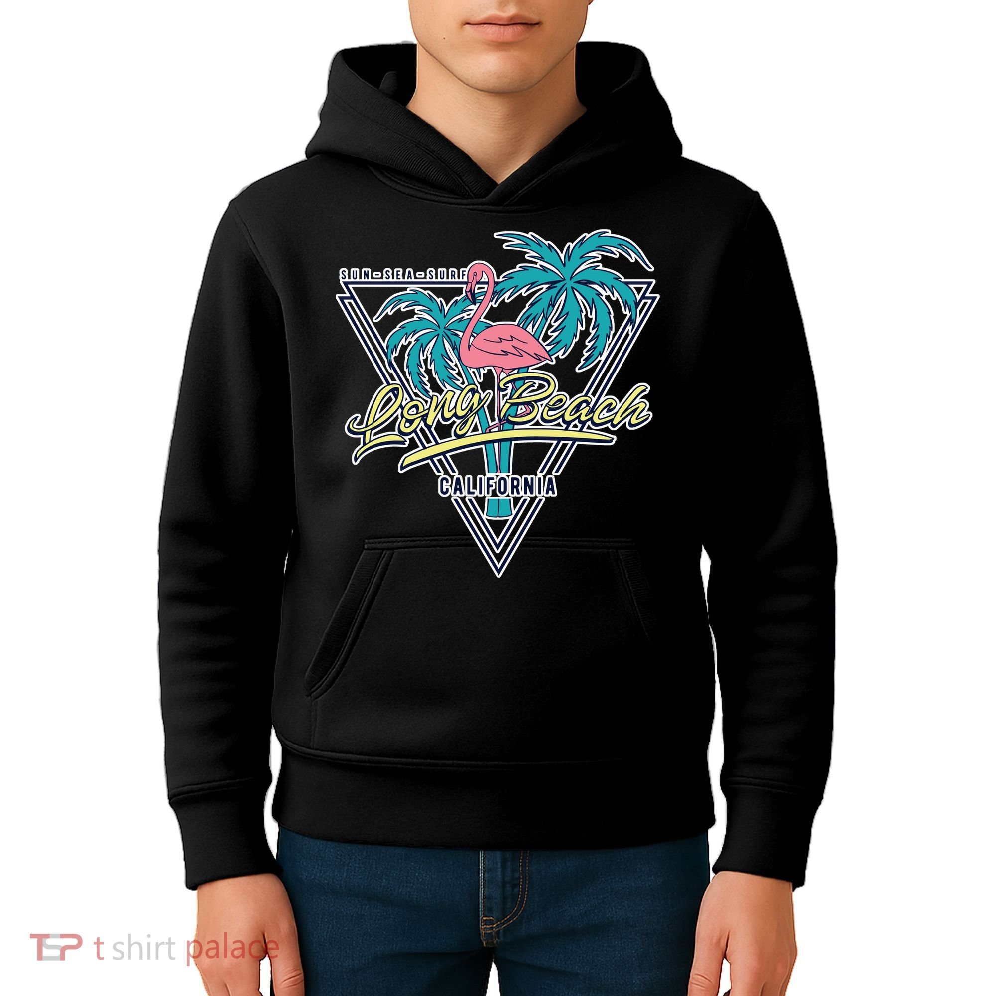 Long Beach California Retro Vibe Kids Hoodie
