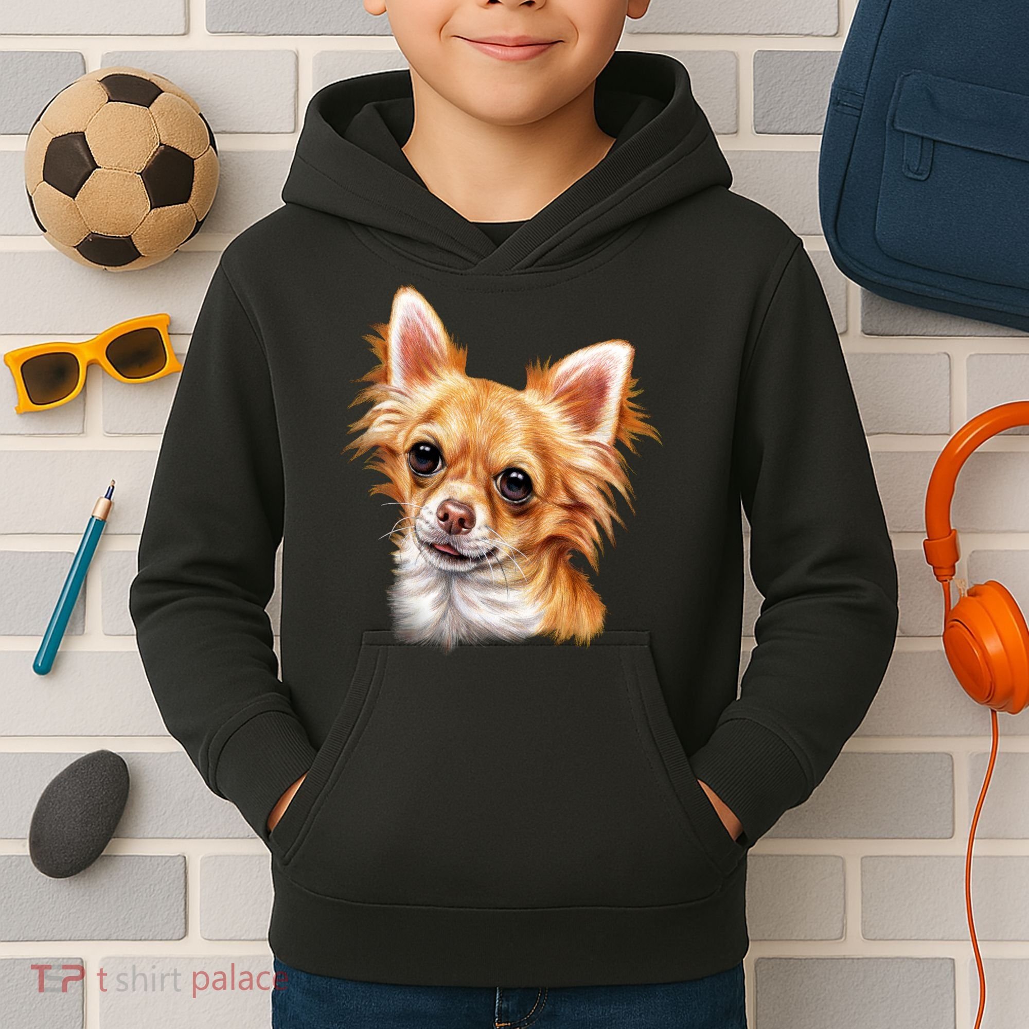 Long Haired Chihuahua Kids Hoodie