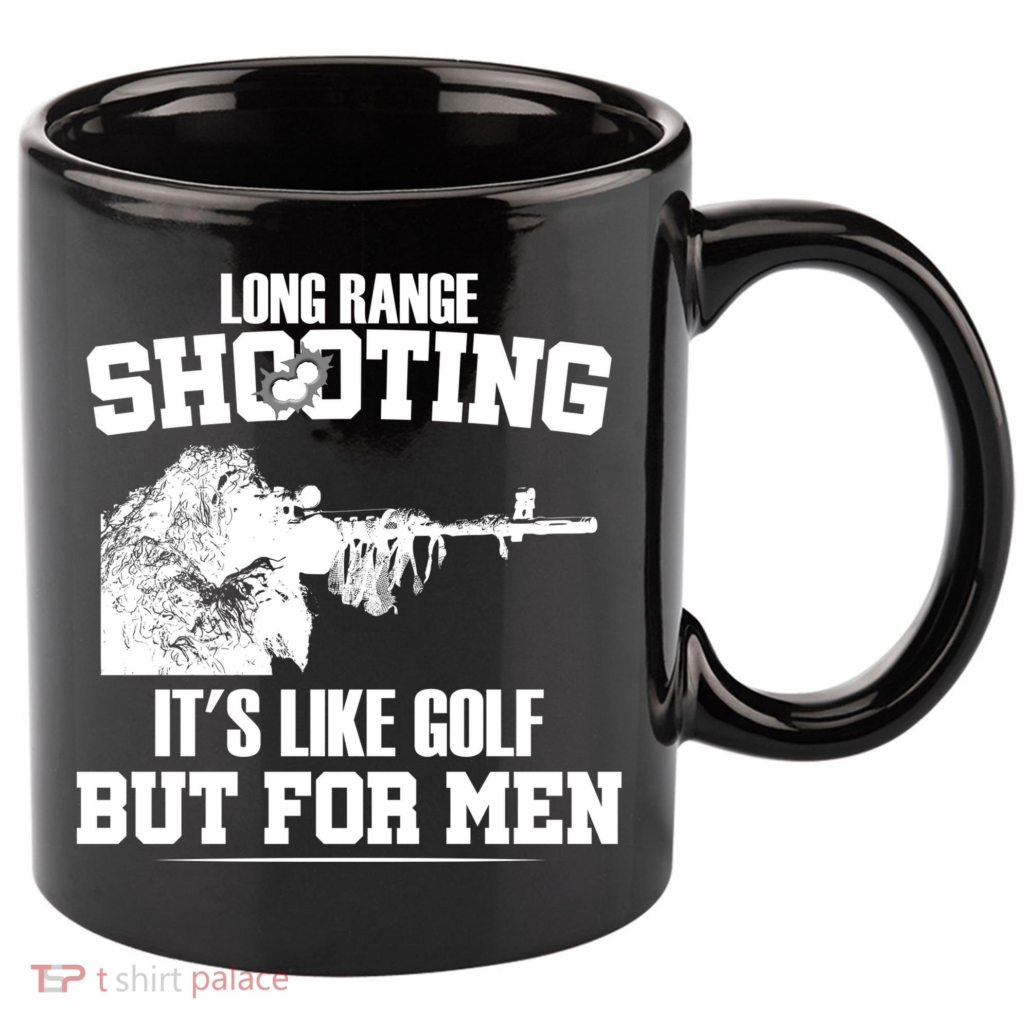 Long Range Shooting It's Like Golf But For Men 11oz C Handle Ceramic Mug