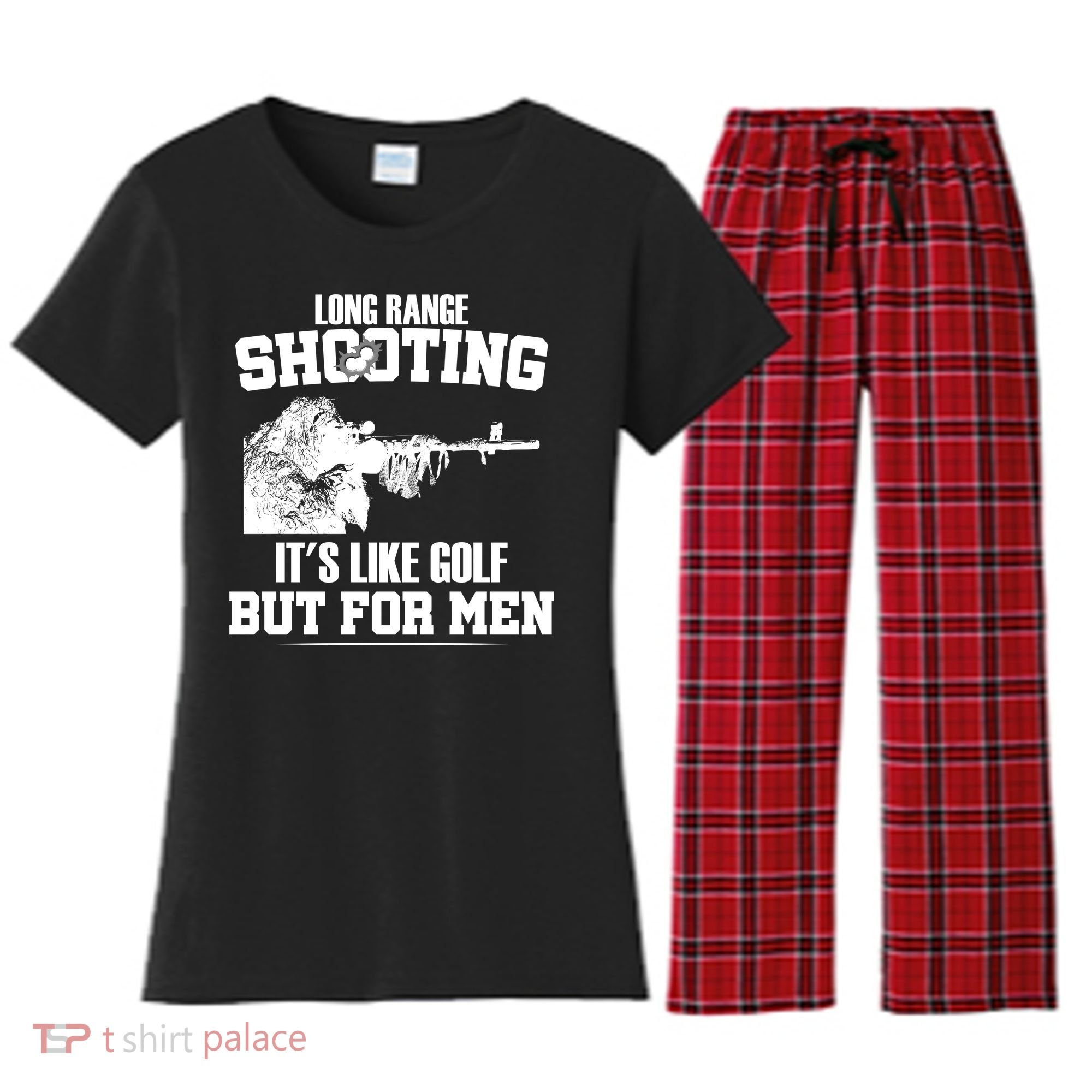 Long Range Shooting It's Like Golf But For Men Women's Flannel Pajama Set