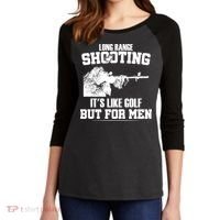 Long Range Shooting It's Like Golf But For Men Women's Tri-Blend 3/4-Sleeve Raglan Shirt thumb 2