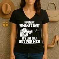 Long Range Shooting It's Like Golf But For Men Women's V-Neck T-Shirt thumb 3