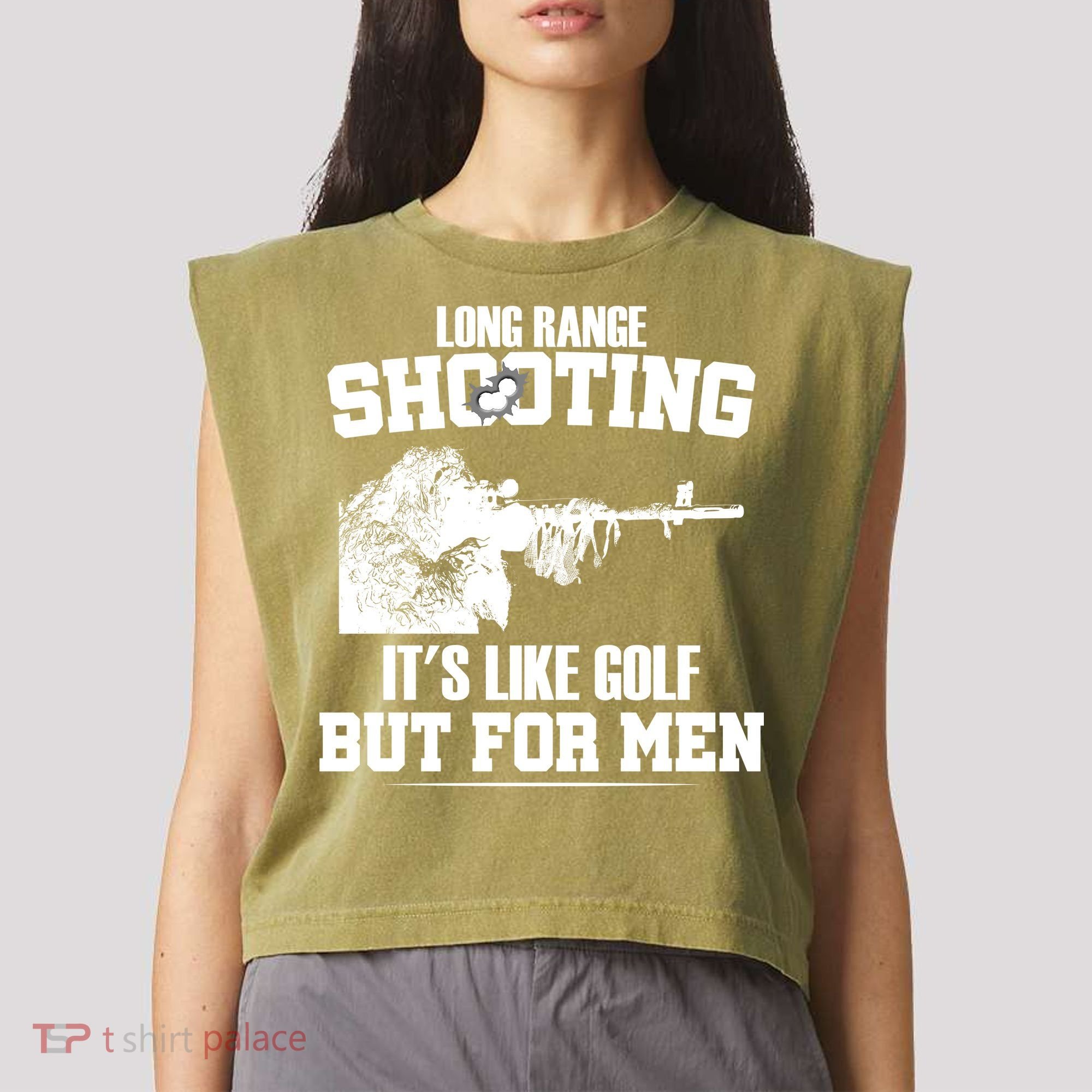 Long Range Shooting It's Like Golf But For Men Garment-Dyed Women's Muscle Tee