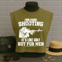 Long Range Shooting It's Like Golf But For Men Garment-Dyed Women's Muscle Tee thumb 3