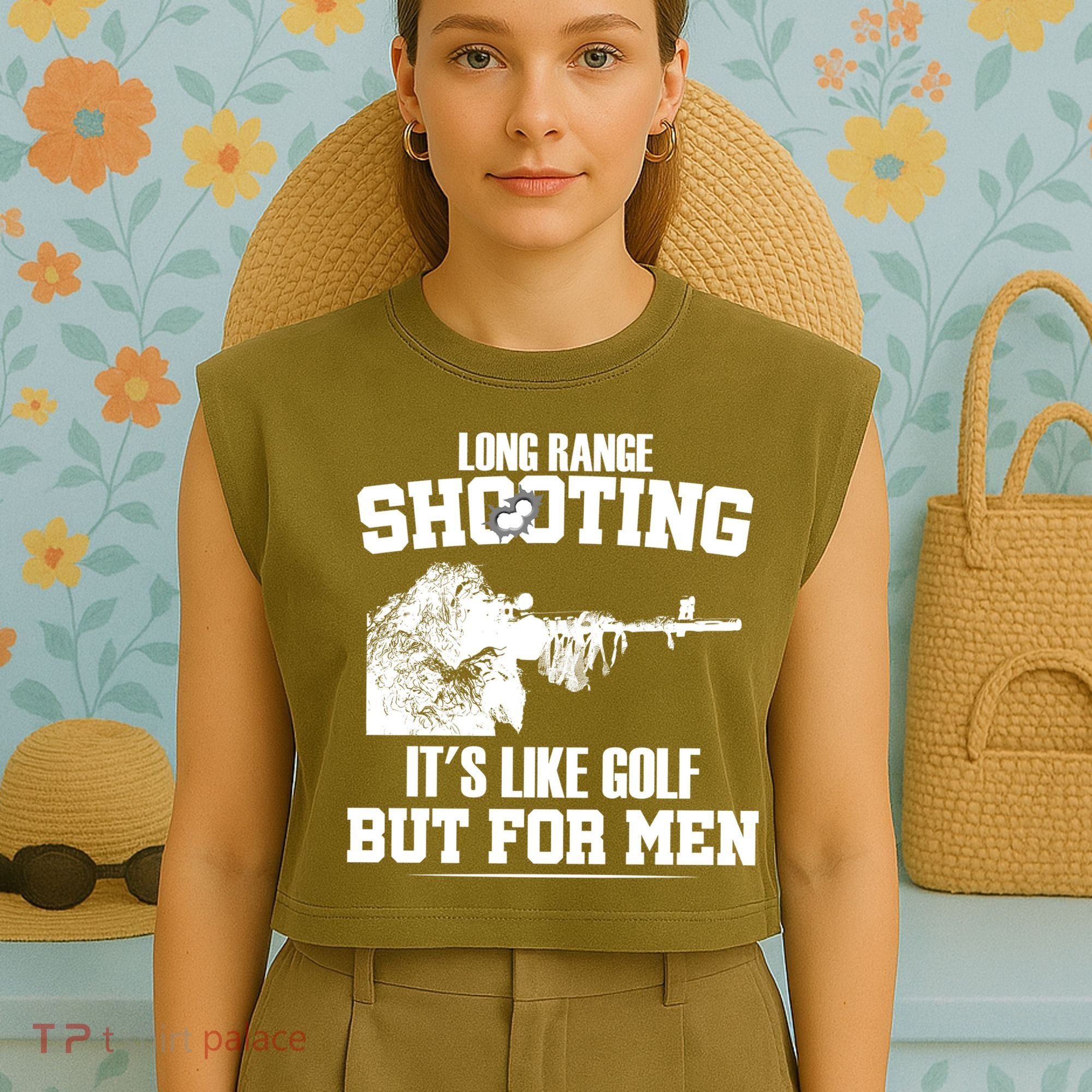 Long Range Shooting It's Like Golf But For Men Garment-Dyed Women's Muscle Tee
