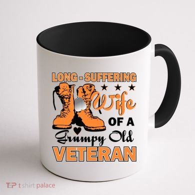 Long-Suffering Wife Of A Grumpy Old Veteran Coffee Mug back