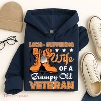 Long-Suffering Wife Of A Grumpy Old Veteran Hoodie thumb 4