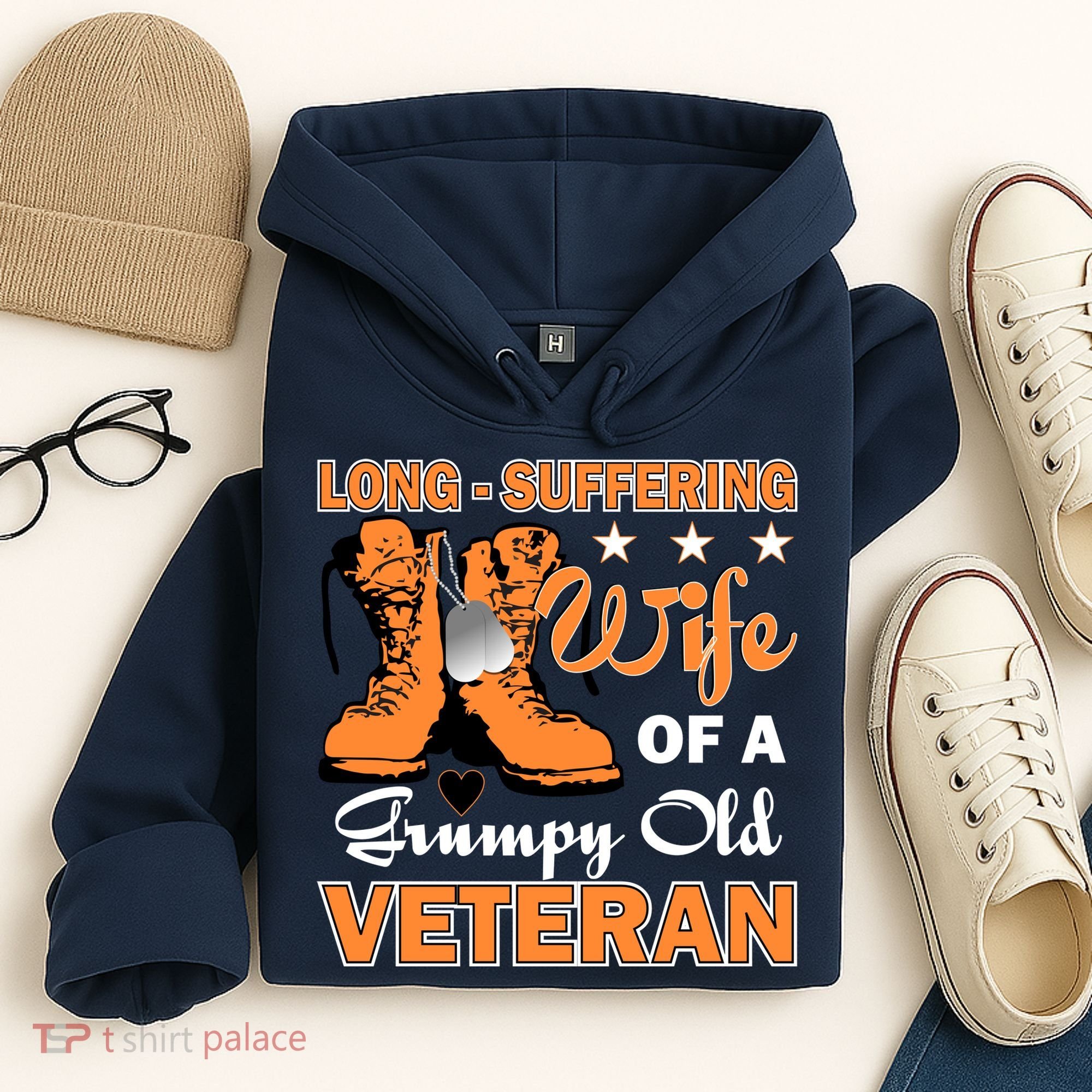 Long-Suffering Wife Of A Grumpy Old Veteran Hoodie