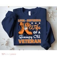 Long-Suffering Wife Of A Grumpy Old Veteran Sweatshirt thumb 2