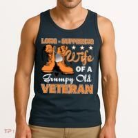 Long-Suffering Wife Of A Grumpy Old Veteran Tank Top thumb 3