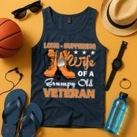 Long-Suffering Wife Of A Grumpy Old Veteran Tank Top thumb 4