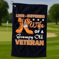 Long-Suffering Wife Of A Grumpy Old Veteran Golf Towel thumb 1