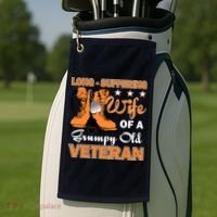 Long-Suffering Wife Of A Grumpy Old Veteran Golf Towel thumb 2