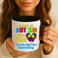 Look At Autism With Your Heart Coffee Mug thumb 3