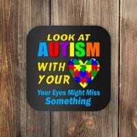 Look At Autism With Your Heart Coaster thumb 0