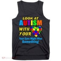 Look At Autism With Your Heart Tank Top thumb 0