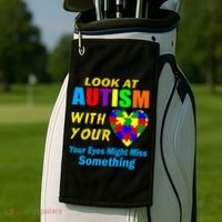 Look At Autism With Your Heart Golf Towel thumb 2