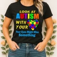 Look At Autism With Your Heart Women's T-Shirt thumb 2
