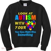 Look At Autism With Your Heart Kids Sweatshirt thumb 0