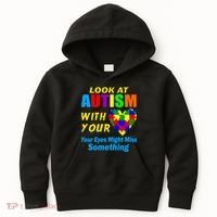 Look At Autism With Your Heart Kids Hoodie thumb 0