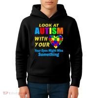 Look At Autism With Your Heart Kids Hoodie thumb 4
