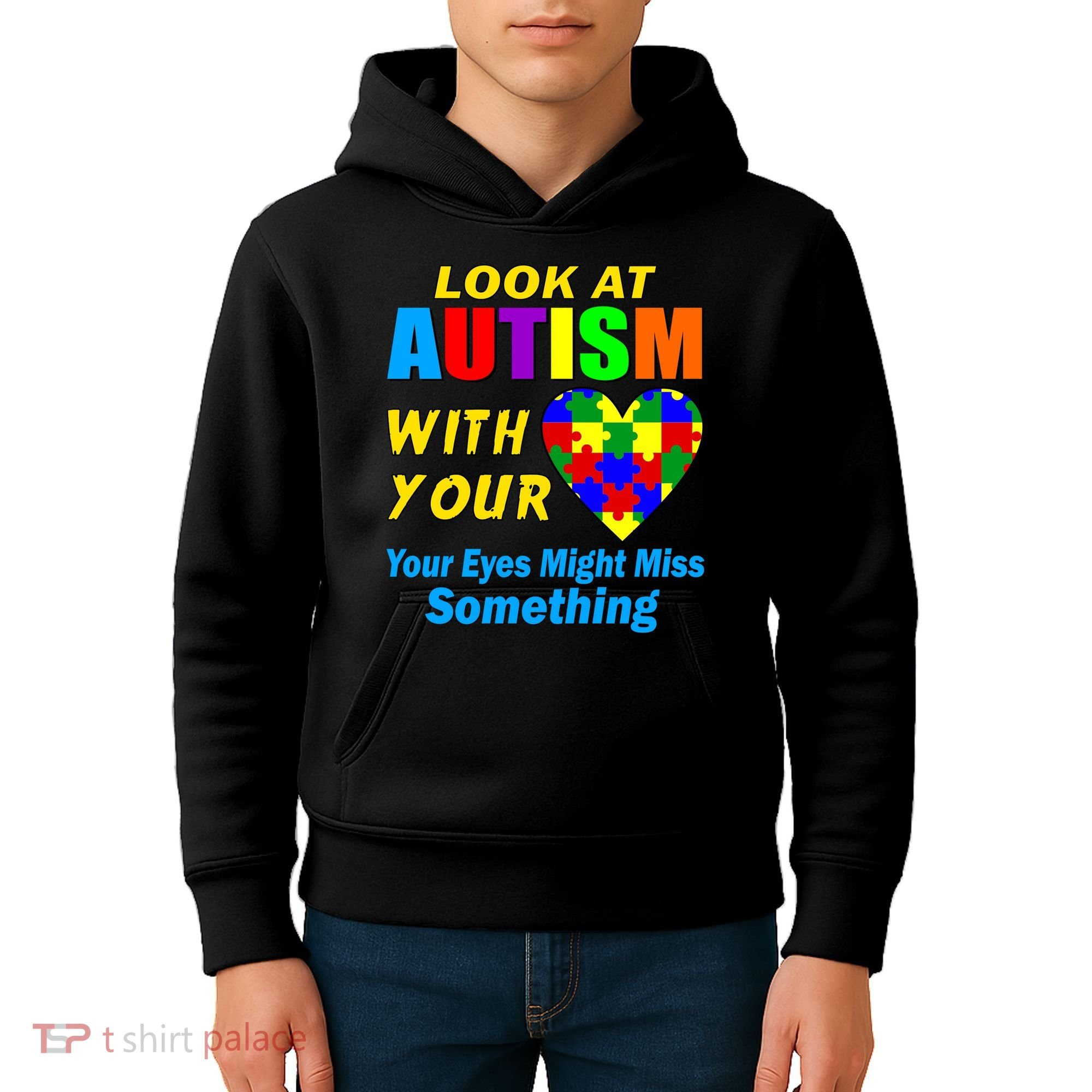 Look At Autism With Your Heart Kids Hoodie