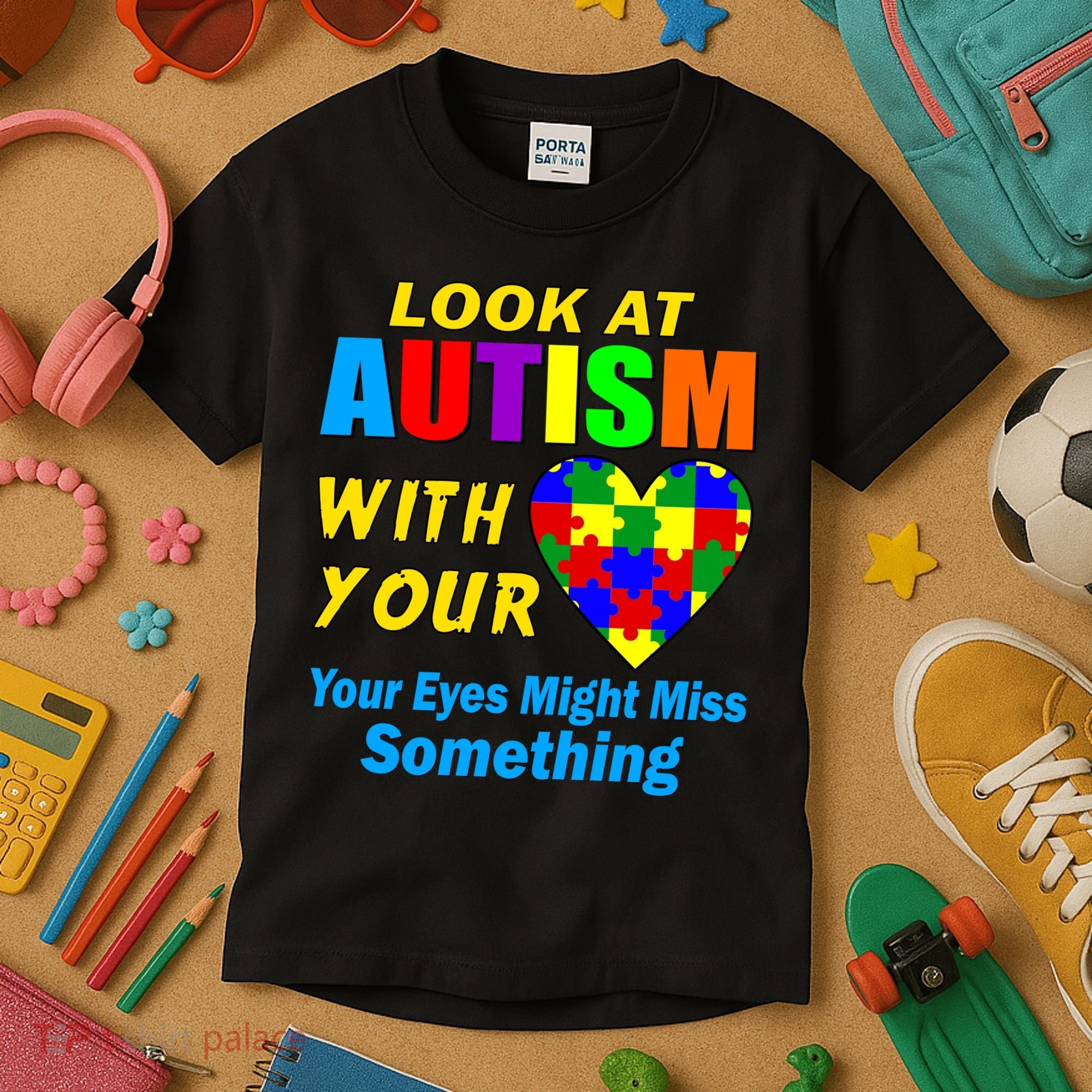 Look At Autism With Your Heart Kids T-Shirt