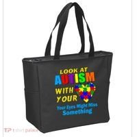 Look At Autism With Your Heart Tote Bag thumb 2