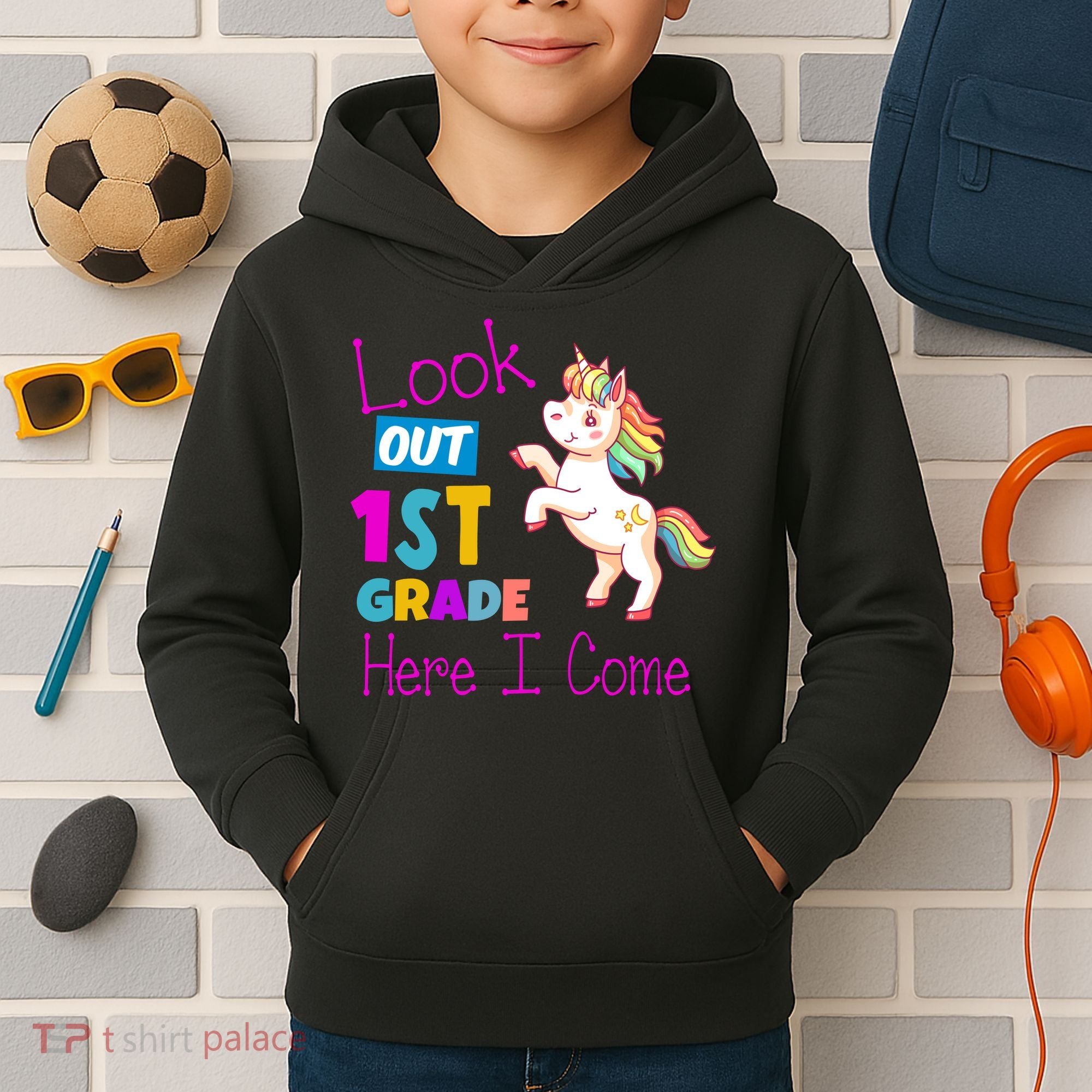 Look Out 1st Grade Here I Come Kids Hoodie