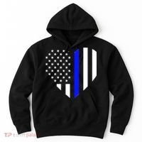 Love Our Police Officer US Flag Heart Thin Blue Line Hoodie thumb 0