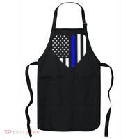Love Our Police Officer US Flag Heart Thin Blue Line Apron thumb 0