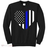 Love Our Police Officer US Flag Heart Thin Blue Line Sweatshirt thumb 0