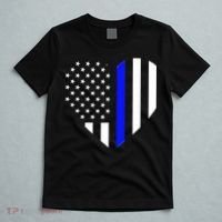 Love Our Police Officer US Flag Heart Thin Blue Line T-Shirt thumb 5