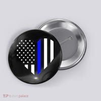 Love Our Police Officer US Flag Heart Thin Blue Line Button thumb 0
