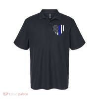 Love Our Police Officer US Flag Heart Thin Blue Line Polo thumb 0