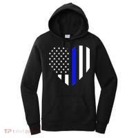 Love Our Police Officer US Flag Heart Thin Blue Line Women's Hoodie thumb 0