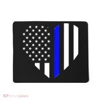 Love Our Police Officer US Flag Heart Thin Blue Line Mousepad thumb 0