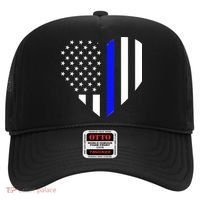 Love Our Police Officer US Flag Heart Thin Blue Line Hat thumb 0