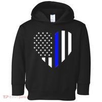 Love Our Police Officer US Flag Heart Thin Blue Line Toddler Hoodie thumb 0